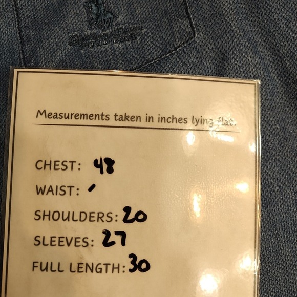 Royal County Berkshire Polo Club Shirt Men Large Blue Denim Long Sleeve Button - Picture 10 of 10